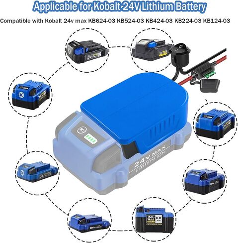 TPDL Power Wheel Adapter for Kobalt, 24V Battery Adapter Conversion Kit with 14 Gauge Wire, 30Amp Fuse, Wire terminals, On/Off Button, DIY Adapter Work for DIY, Robotics Toys and Work Lights, Blue in Saudi Arabia