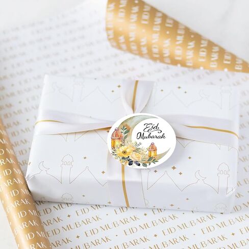 1000Pcs Eid Mubarak Stickers, Ramadan Stickers Round Adhesive Label Stickers Decal for Eid Party Decorations Ramadan Envelope Invitation Card Gift Tag Holiday Party Decor in Saudi Arabia