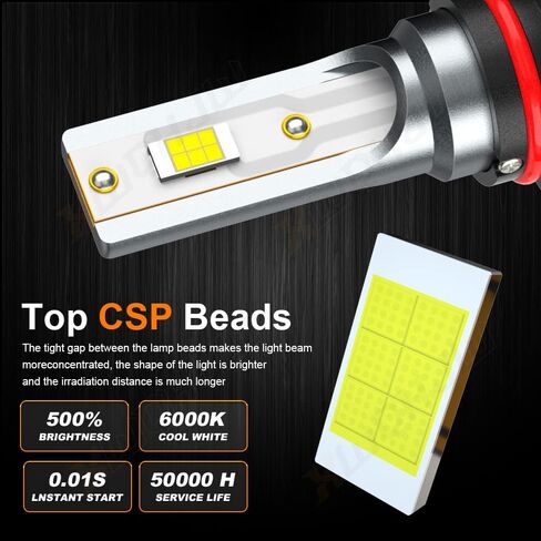 مجموعة مصابيح أمامية LED XWQHJW متوافقة مع 2007-2015 Chevy Silverado 1500 2500 3500، 9005 H11 شعاع عالٍ منخفض + مصابيح ضباب 5202/PS24W، هالوجين بديل، 6000K أبيض، التوصيل والتشغيل، حزمة من 6 قطع in Kuwait