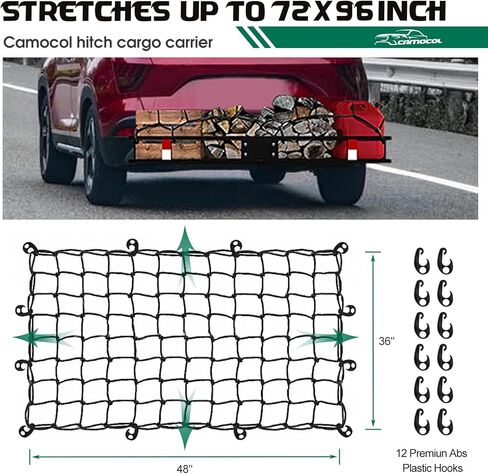 CAMOCOL 60 بوصة × 20 بوصة × 6 بوصة وصلة وصلة مقطورة لحمل البضائع وحقيبة شحن مقاومة للماء 16 متر مكعب، سلة شحن مركبة قابلة للطي بسعة 500 رطل مع مثبت وصلة وشبكة وأشرطة in Kuwait