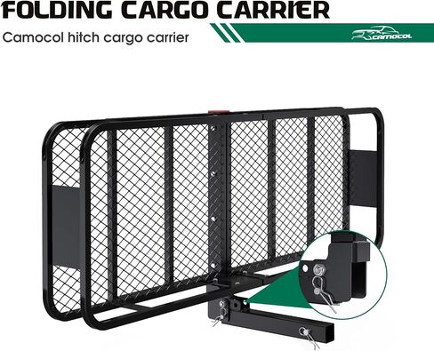 CAMOCOL 60 بوصة × 20 بوصة × 6 بوصة وصلة وصلة مقطورة لحمل البضائع وحقيبة شحن مقاومة للماء 16 متر مكعب، سلة شحن مركبة قابلة للطي بسعة 500 رطل مع مثبت وصلة وشبكة وأشرطة in Kuwait