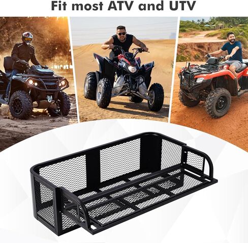 ساليريون 41 لتر × 14 عرض × 12.5 ارتفاع بوصة ATV سلة إسقاط خلفية، رف تخزين عالمي ATV/UTV، سلة شحن بسعة 500 رطل، حامل أمتعة فولاذي شديد التحمل مع إطار شبكي، أسود in Kuwait