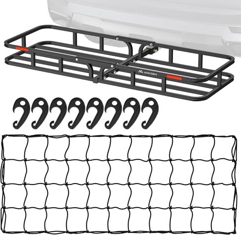 ARKSEN 53 × 19 بوصة حامل البضائع الثقيلة سعة 500 رطل 2 / 1.25 بوصة سلة الأمتعة المتلقية لسيارات الدفع الرباعي والتخييم والسفر in Saudi Arabia