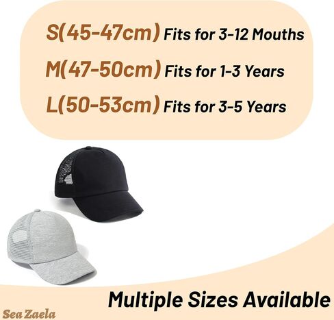 Toddler Baby Boy Girl Baseball Hats Kids Sun Hats Adjustable Summer Caps | Adjustable 60% cotton blend sizes 3M-5T For Summer beach Curved UV brim Breathable UV Protection in Saudi Arabia