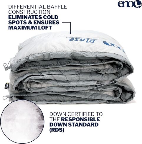 ENO، Eagles Nest Outfitters Blaze UnderQuilt أرجوحة عازلة لفصل الشتاء، النهر الجليدي in Kuwait