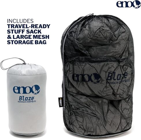 ENO، Eagles Nest Outfitters Blaze UnderQuilt أرجوحة عازلة لفصل الشتاء، النهر الجليدي in Kuwait