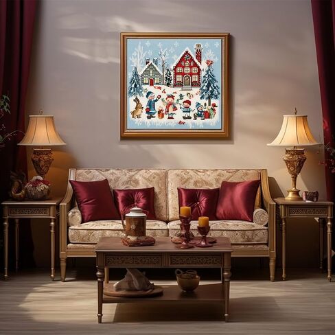 51buyoutgo Christmas 11ct Cross Stitch Kits, 11 CT Funny Pre Printed Counted Stamped Cross Stitch Embroidery Needlepoint Needlework Patterns Kits for Beginners Adults Crossstitch Wall Decor 40x40cm in Saudi Arabia