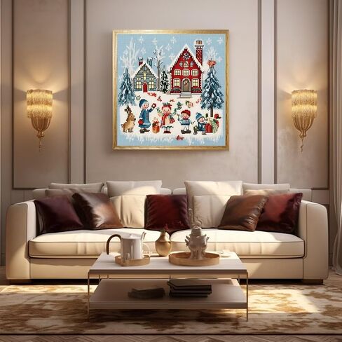 51buyoutgo Christmas 11ct Cross Stitch Kits, 11 CT Funny Pre Printed Counted Stamped Cross Stitch Embroidery Needlepoint Needlework Patterns Kits for Beginners Adults Crossstitch Wall Decor 40x40cm in Saudi Arabia