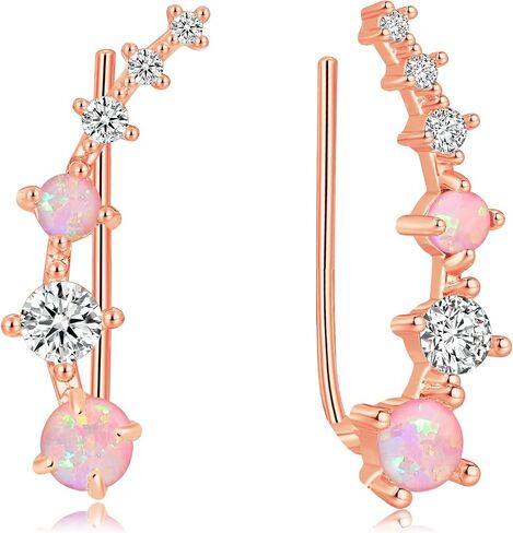 أقراط متسلقة من CiNily Star Opal Ear Cuffs، أقراط أذن متسلقة من الذهب عيار 14 قيراط تشيكوسلوفاكيا للنساء والفتيات أقراط صغيرة على شكل غضروف مجوهرات لا تسبب الحساسية هدايا عيد الميلاد، الذهب الأبيض، الذهب الوردي in Kuwait