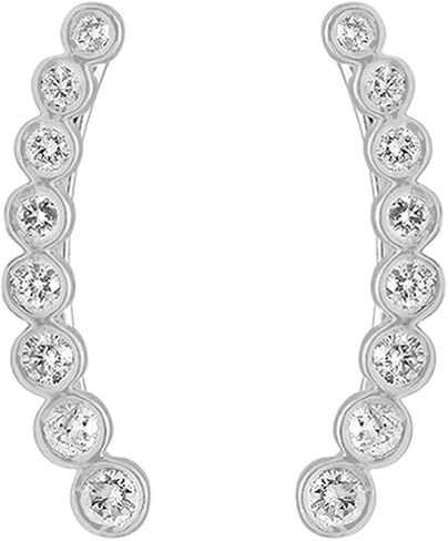 Dazzlingrock Collection 0.60 Carat (ctw) 18K Gold Round Lab Grown Diamond Ladies Journey Curved Climber Earrings in Saudi Arabia