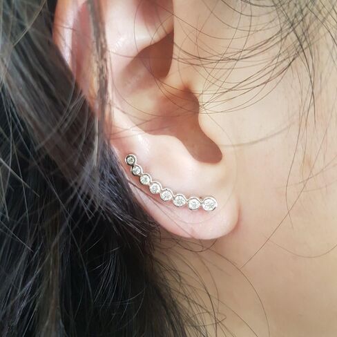 Dazzlingrock Collection 0.60 Carat (ctw) 18K Gold Round Lab Grown Diamond Ladies Journey Curved Climber Earrings in Saudi Arabia
