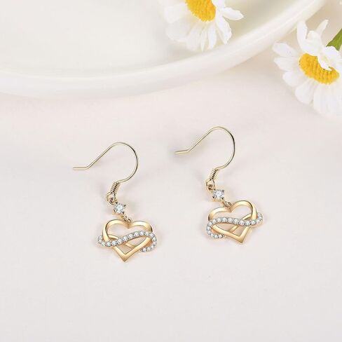 14k Solid Yellow Gold Flower/Infinity Heart/Cross/Leaf Earrings For Women, Dainty Simple Jewelry Gifts For Girls Her in Saudi Arabia