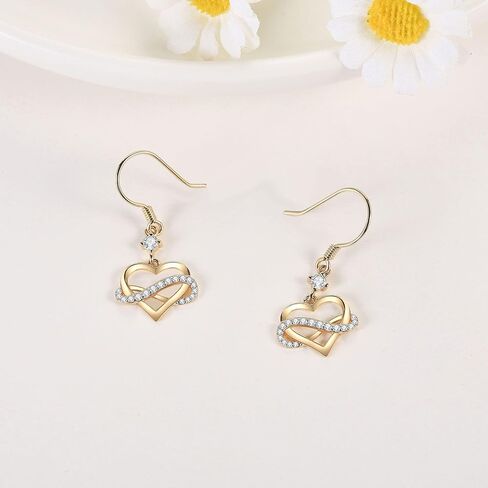 14k Solid Yellow Gold Flower/Infinity Heart/Cross/Leaf Earrings For Women, Dainty Simple Jewelry Gifts For Girls Her in Saudi Arabia