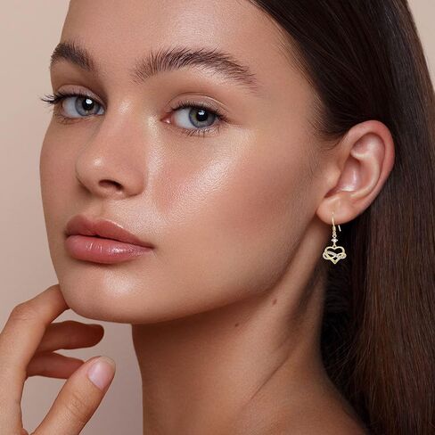 14k Solid Yellow Gold Flower/Infinity Heart/Cross/Leaf Earrings For Women, Dainty Simple Jewelry Gifts For Girls Her in Saudi Arabia