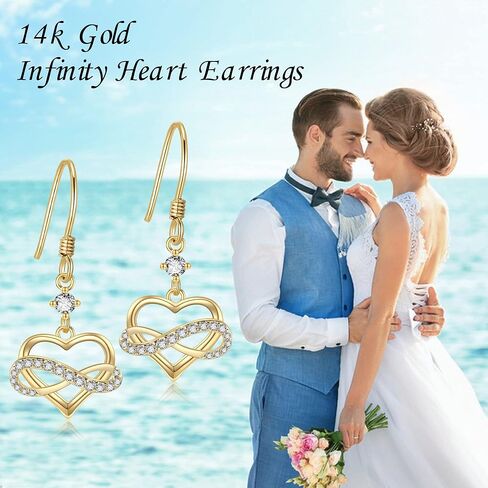 14k Solid Yellow Gold Flower/Infinity Heart/Cross/Leaf Earrings For Women, Dainty Simple Jewelry Gifts For Girls Her in Saudi Arabia