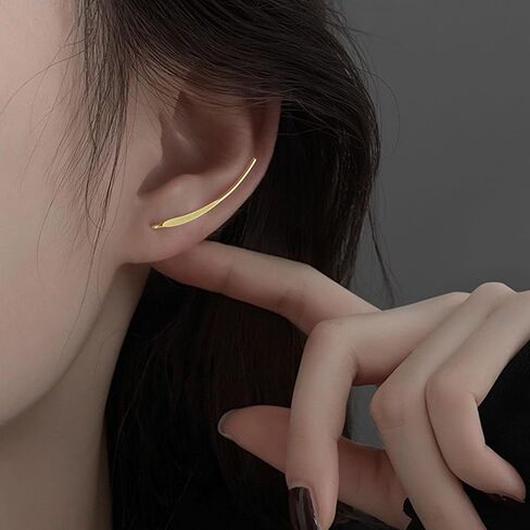 LOVPEPY 925 Sterling Silver Climbers Earrings for Women, Ear Cuffs Crawler Earrings to Daughter&Teen,Dainty Ear Crawler Earrings Minimalist Mother's Day Graduation Ceremony Birthday Jewelry Gifts in Kuwait