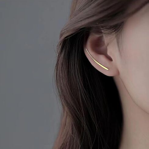 LOVPEPY 925 Sterling Silver Climbers Earrings for Women, Ear Cuffs Crawler Earrings to Daughter&Teen,Dainty Ear Crawler Earrings Minimalist Mother's Day Graduation Ceremony Birthday Jewelry Gifts in Kuwait