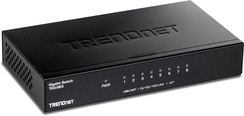 محول سطح المكتب TRENDnet 8 منافذ جيجابت، TEG-S83، 8 منافذ جيجابت RJ-45، موزع إيثرنت، سعة تحويل 16 جيجابت في الثانية، تصميم بدون مروحة، حاوية معدنية، حماية مدى الحياة، أسود in Saudi Arabia