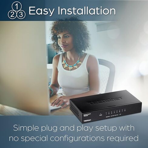 محول سطح المكتب TRENDnet 8 منافذ جيجابت، TEG-S83، 8 منافذ جيجابت RJ-45، موزع إيثرنت، سعة تحويل 16 جيجابت في الثانية، تصميم بدون مروحة، حاوية معدنية، حماية مدى الحياة، أسود in Saudi Arabia