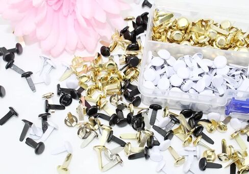 صندوق واحد (400 قطعة) من ARTCXC، 4 ألوان 8 مم، مشابك تثبيت ورقية لحرف القصاصات اليدوية - أسود، أبيض، ذهبي، فضي، كل لون 100 قطعة in Kuwait