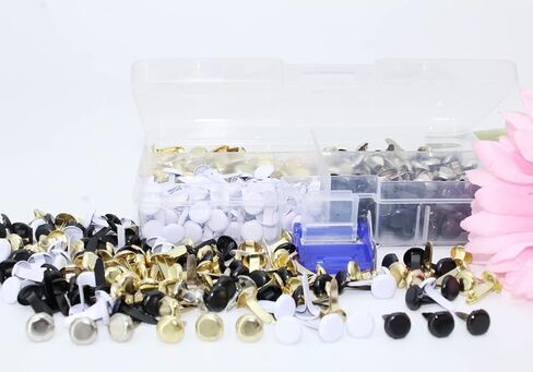 صندوق واحد (400 قطعة) من ARTCXC، 4 ألوان 8 مم، مشابك تثبيت ورقية لحرف القصاصات اليدوية - أسود، أبيض، ذهبي، فضي، كل لون 100 قطعة in Kuwait