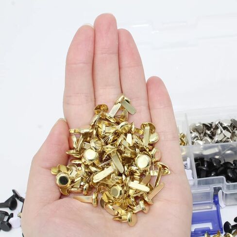 صندوق واحد (400 قطعة) من ARTCXC، 4 ألوان 8 مم، مشابك تثبيت ورقية لحرف القصاصات اليدوية - أسود، أبيض، ذهبي، فضي، كل لون 100 قطعة in Kuwait