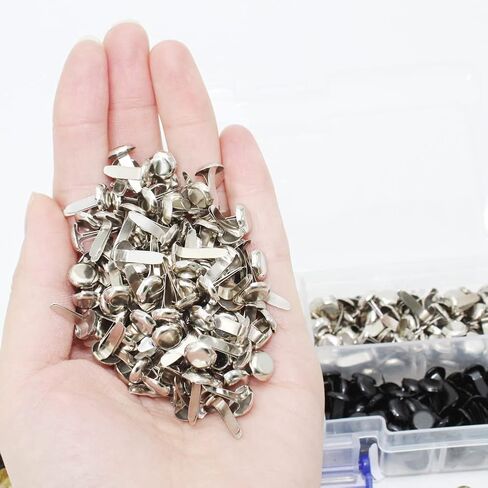 صندوق واحد (400 قطعة) من ARTCXC، 4 ألوان 8 مم، مشابك تثبيت ورقية لحرف القصاصات اليدوية - أسود، أبيض، ذهبي، فضي، كل لون 100 قطعة in Kuwait