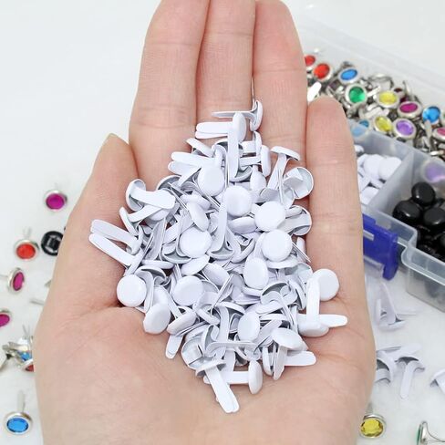 صندوق واحد (400 قطعة) من ARTCXC، 4 ألوان 8 مم، مشابك تثبيت ورقية لحرف القصاصات اليدوية - أسود، أبيض، ذهبي، فضي، كل لون 100 قطعة in Kuwait