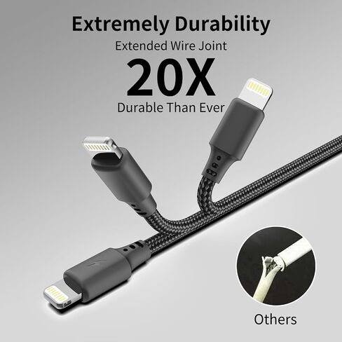 1.5 Foot Lightning Cable, [MFi Certified] 3Pack 1.5ft iPhone Charging Cable for Car Braided Fast Charging Short USB to Lightning Cable for iPhone 14 13 12 11 Pro/Max/Mini Xs SE2/iPad in Kuwait