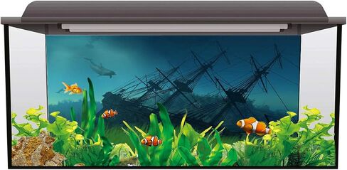 Victories Fish Tank Backdrop-PVC HD Printing Wallpaper,Shipwreck on The Seabed Aquarium Poster Background Decor Paper Cling Decals Sticker in Saudi Arabia