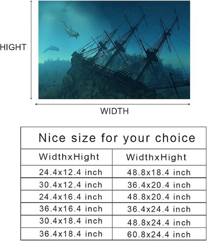 Victories Fish Tank Backdrop-PVC HD Printing Wallpaper,Shipwreck on The Seabed Aquarium Poster Background Decor Paper Cling Decals Sticker in Saudi Arabia