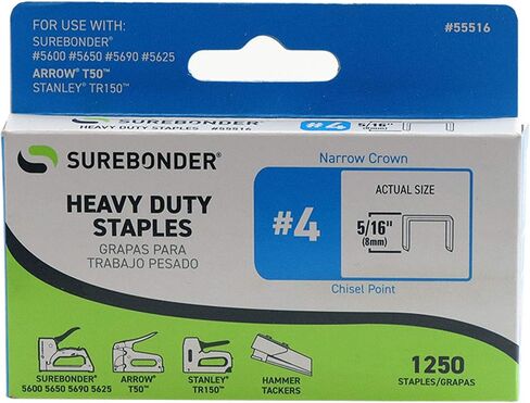دبابيس Surebonder 55516 شديدة التحمل بطول 5/16 بوصة، نوع السهم T50، عدد 1250 in Saudi Arabia
