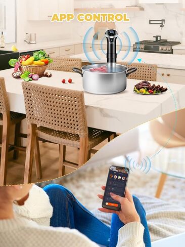 Flyseago Sous-Vide طباخ دقيق مع التحكم في درجة الحرارة لحوم البقر والدجاج والخضروات، 1100 واط in Kuwait