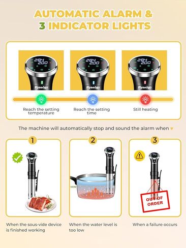 Flyseago Sous-Vide طباخ دقيق مع التحكم في درجة الحرارة لحوم البقر والدجاج والخضروات، 1100 واط in Kuwait