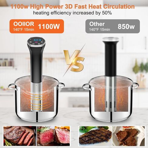 Sous Vide Cooker, Sous Vide Machines 1100W, Wifi Connect App Control with Recipe Ultra-quiet Fast-Heating Immersion Circulator Accurate Temperature and Time Digital Display, IPX7 Waterproof in Saudi Arabia