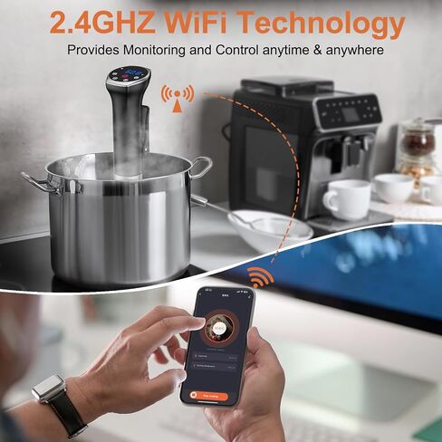 Sous Vide Cooker, Sous Vide Machines 1100W, Wifi Connect App Control with Recipe Ultra-quiet Fast-Heating Immersion Circulator Accurate Temperature and Time Digital Display, IPX7 Waterproof in Saudi Arabia