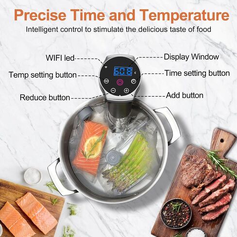 Sous Vide Cooker, Sous Vide Machines 1100W, Wifi Connect App Control with Recipe Ultra-quiet Fast-Heating Immersion Circulator Accurate Temperature and Time Digital Display, IPX7 Waterproof in Saudi Arabia