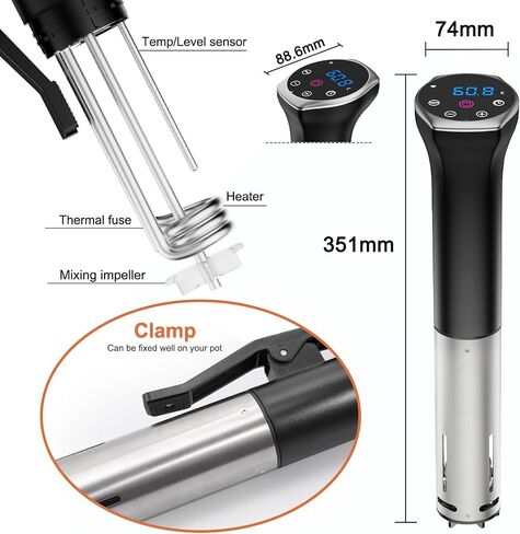 Sous Vide Cooker, Sous Vide Machines 1100W, Wifi Connect App Control with Recipe Ultra-quiet Fast-Heating Immersion Circulator Accurate Temperature and Time Digital Display, IPX7 Waterproof in Saudi Arabia