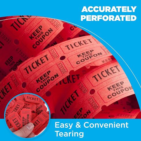 HENRY DOTS 50/50 Double Raffle Tickets - Pink - 100 Ticket Count Per Pack - Easy Tear Away Stubs for Contact Info - Raffle Drum Tickets for Drinks, Carnival, Chinese Auction, Events in Saudi Arabia