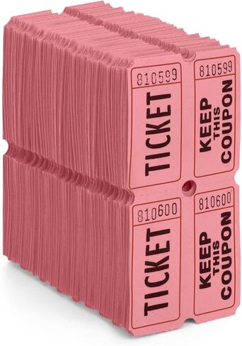 HENRY DOTS 50/50 Double Raffle Tickets - Pink - 100 Ticket Count Per Pack - Easy Tear Away Stubs for Contact Info - Raffle Drum Tickets for Drinks, Carnival, Chinese Auction, Events in Saudi Arabia