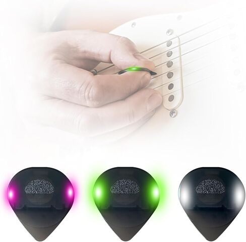 Auto LED Glowing Guitar Picks: 3 pcs Light Up Guitar Pick - Dazzling Colourful Illuminated Guitar Plectrum for Ukulele Electric and Bass Guitar in Saudi Arabia