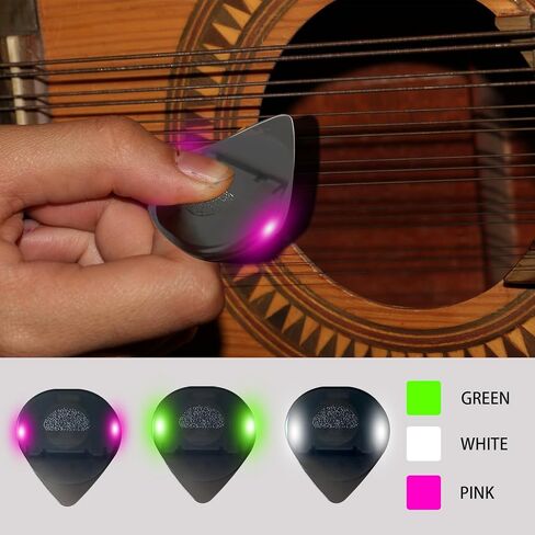 Auto LED Glowing Guitar Picks: 3 pcs Light Up Guitar Pick - Dazzling Colourful Illuminated Guitar Plectrum for Ukulele Electric and Bass Guitar in Saudi Arabia