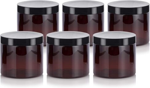Amber 16 oz Large PET Plastic (BPA Free) Large Refillable Jar - (6 pack) in Saudi Arabia