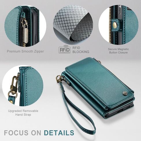 Defencase Compatible with Samsung Galaxy S22 5G Case Wallet with RFID Blocking Card Holder for Women Men, PU Leather Magnetic Snap Flip Zipper Strap Wallet Phone Case Fit for Galaxy S22 5G 6.1", Black in Saudi Arabia