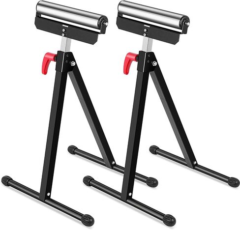 Tandefio 2 Pack Folding Roller Stand 198 LB Height Adjustable Roller Support Stand 27-43 Inch, Heavy Duty Load Capacity, Outfeed Woodworking, Black in Saudi Arabia