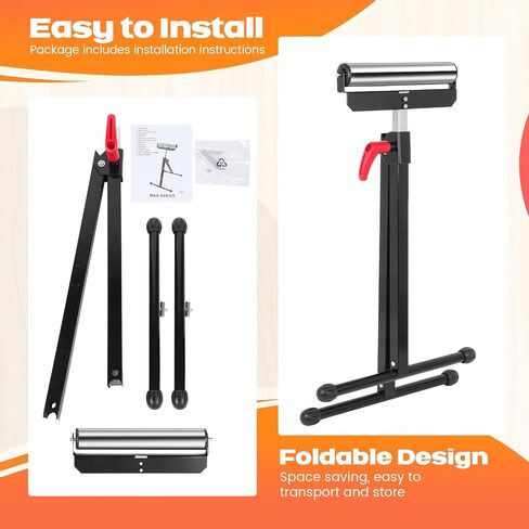 Tandefio 2 Pack Folding Roller Stand 198 LB Height Adjustable Roller Support Stand 27-43 Inch, Heavy Duty Load Capacity, Outfeed Woodworking, Black in Saudi Arabia