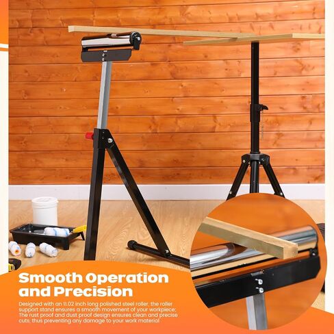 Tandefio 2 Pack Folding Roller Stand 198 LB Height Adjustable Roller Support Stand 27-43 Inch, Heavy Duty Load Capacity, Outfeed Woodworking, Black in Saudi Arabia