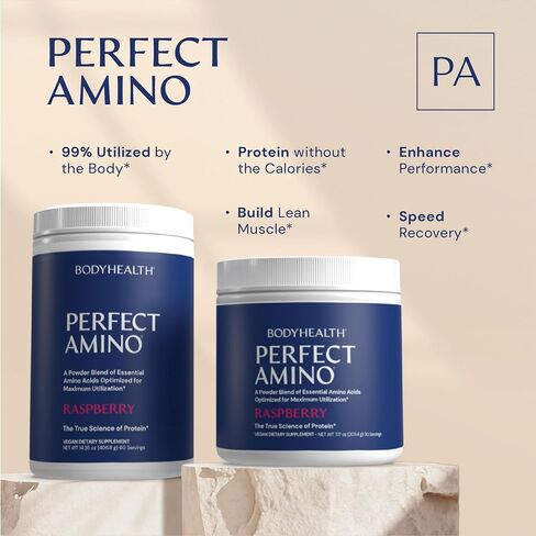 BodyHealth PerfectAmino Powder - BCAA and EAA Powder for Pre and Post Workout - Amino Acid Energy Drink Powder for Men and Women to Support Lean Muscle and Recovery - Mocha - 60 Servings in Saudi Arabia