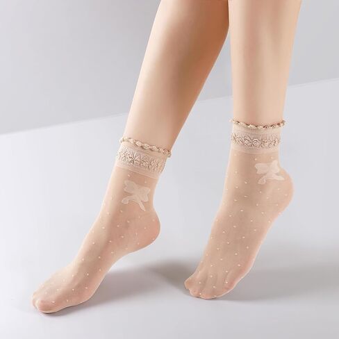 Mcool Mary 24 Pairs Womens Sheer Ankle Socks Nude Black Stocking Summer Ultra Thin Soft Silk Socks Cool for Women in Saudi Arabia