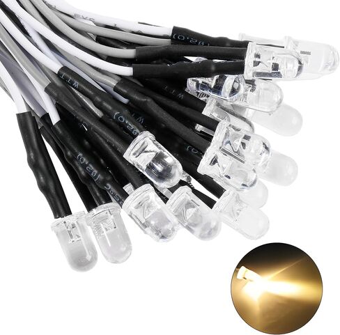 Juasky 120 قطعة صمام ثنائي LED سلكي مسبقًا 5 مم، 12 فولت مجموعة صمامات ثنائية باعثة للضوء أبيض أحمر أزرق أخضر أصفر برتقالي in Saudi Arabia